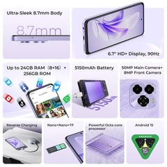 OUKITEL C65PRO Smartphone 8GB+256GB 5150mAh Dual SIM 6.7&Prime; Android 15 GPS