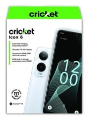 New Cricket Wireless Icon 6 64GB 4 GB RAM Prepaid Android Phone Cloud White