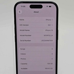 T-Mobile Apple iPhone 16 128GB Black MYAP3LL/A