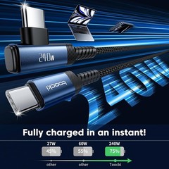 USB C Cable [2Pack, 10ft] 240W Fast Charging Type C Cord, Nylon Braided USB 2.0