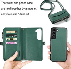Samsung Galaxy A55 5G Wallet Case for Women, RFID Blocking Card Holder, Blackish