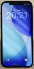 USED BLACK GSM UNLOCKED iPhone 12, 64GB A2172 MGEF3LL/A WITH 91% BATTERY HEALTH.