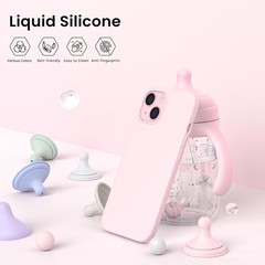 Slim Liquid Silicone iPhone 15 Case 6.1 Inch, Soft Gel Rubber, Anti-Scratch Chal