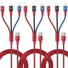 3Pack 5Ft Multiple Charging Cable 3-in-1 Braided Multi Charger Cord Fast Chargin