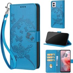 Wallet Case for Motorola Moto G Power 5G 2024, Blue Flower | Women Flip Folio