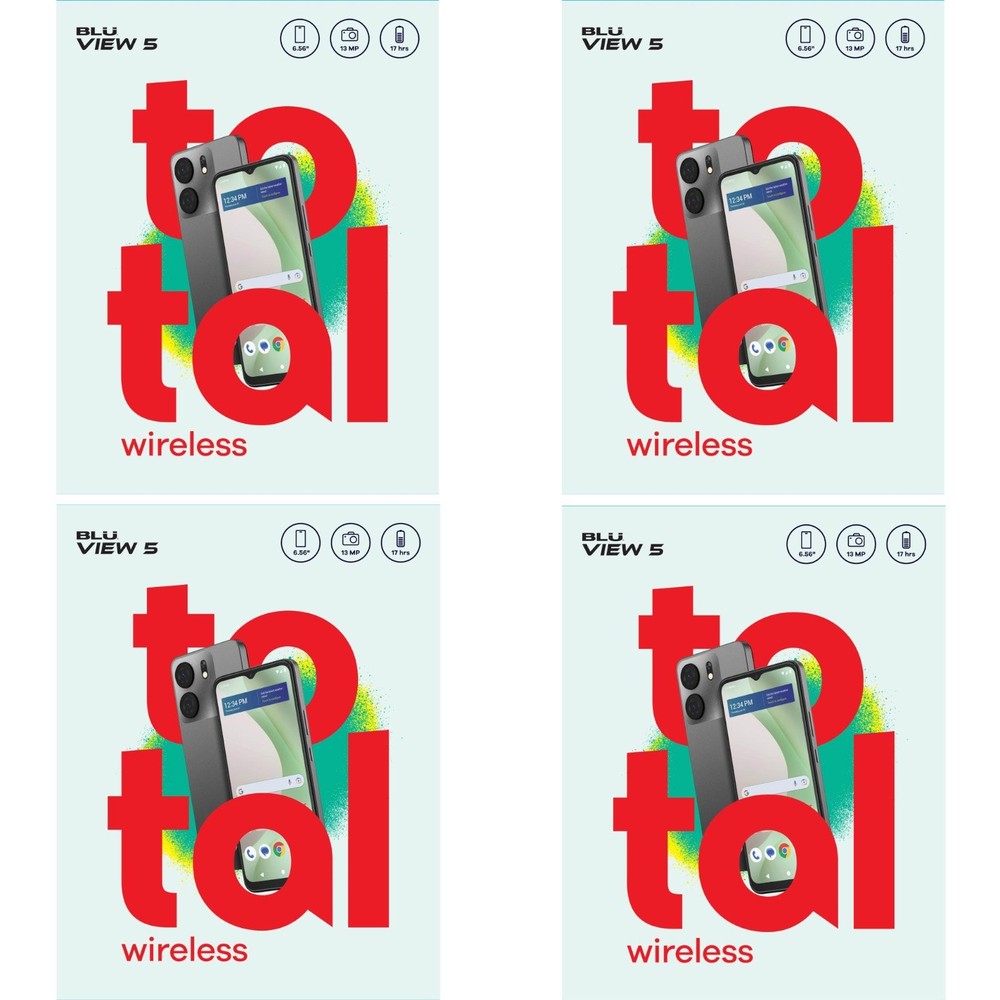Total Wireless BLU View 5 (4pk) Unlocked Wi-Fi Only, 6.56&Prime; HD+, 64GB