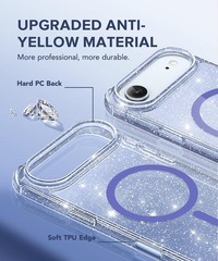 Clear Glitter Shockproof Phone Case for iPhone 17 Air 6.5&Prime;, Sparkle Blue
