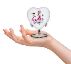 Hummingbird Heart Urn – Mini Heart Cremation Urn with Stand & Premium Box – Smal