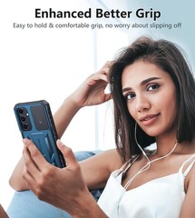 For Samsung Galaxy A17 5G Clear Case with Military-Grade, Slide Camera Cover
