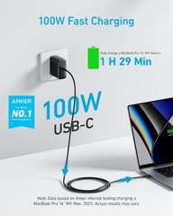 100W USB-C Charger Adapter with 5FT Cable for MacBook Air, iPhone 16/17