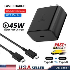 45W Super Wall Charger Adapter 6ft Type-C Cable For Samsung Galaxy S23 S22 S21 +