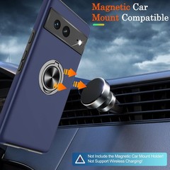 1. For Pixel 7 Case Shockproof Protection 360° Magnetic Ring Holder Kickstand Bl