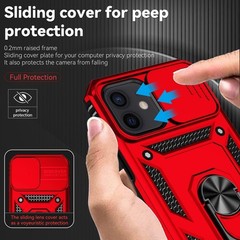 iPhone 12/13 Mini Case with HD Screen Protector & Slide Camera Cover & Kickstand