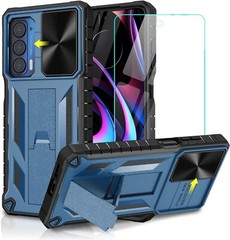 Motorola Moto Edge 2021 Case – with Tempered Glass Screen Protector Duck Blue