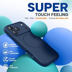iPhone 17 Pro Max Magnetic Case, Dark Blue, Silicone Camera Control, Shockproof