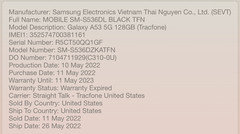 Samsung Galaxy A53 5G 128GB Black TracFone Screen Burn #H65