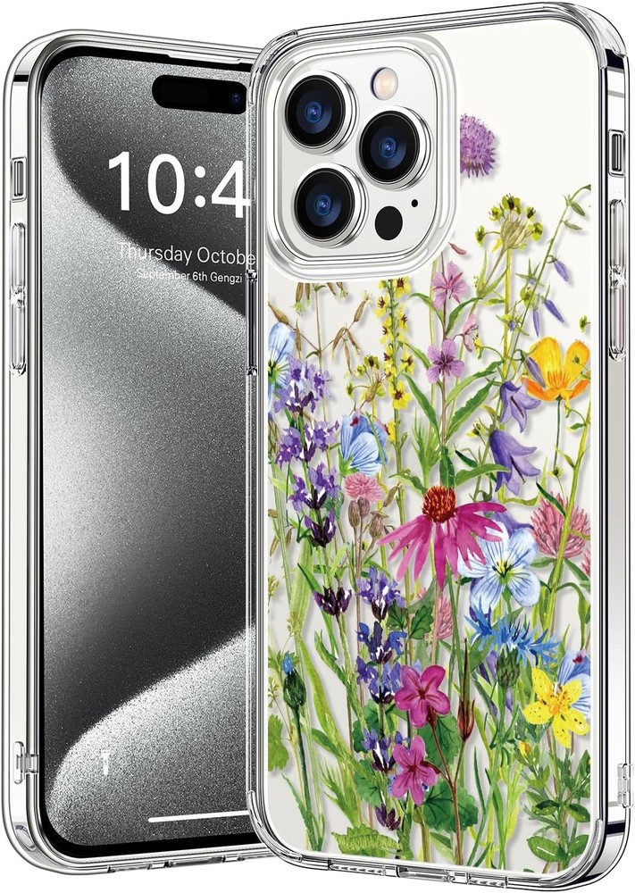 iPhone 15 Pro Max Case, Crystal Acrylic Clear with Fashionable Pattern Designs