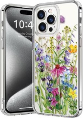 iPhone 15 Pro Max Case, Crystal Acrylic Clear with Fashionable Pattern Designs