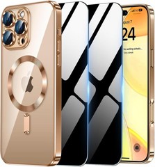 Magnetic Case for iPhone 15 Pro Max with 2 Privacy Screen Protector & Camera Cov
