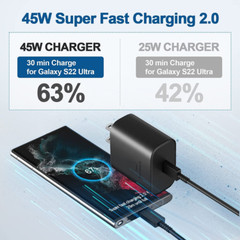 45W Wall Adapter Fast Power Charger 6FT Charging Cable For Samsung Galaxy S23 +