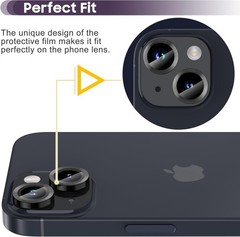 6.1 inch/6.7 inch Camera Lens Protector, 9H Tempered Glass Film – Black