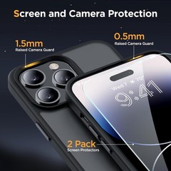 Magnetic for iPhone 14 Pro Max Case 6.7 inch with 2X Screen Protectors Black