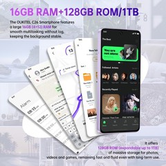 OUKITEL C26 Cell Phone T-Mobile Android 16 24GB+128GB 5150mAh Black