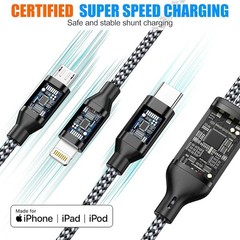 Multi Charging Cable 2ft 2Pack 3 in 1 Charger Cord Short Nylon Braided USB Cable