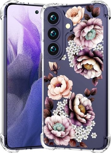 Samsung Galaxy S26 Rugged Clear Phone Case Funda Protector Cover Skin Pink Print
