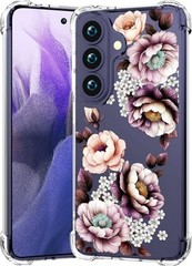 Samsung Galaxy S26 Rugged Clear Phone Case Funda Protector Cover Skin Pink Print