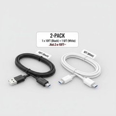 10Ft & 6Ft Micro USB Charging Cables 2-Pack Fast Charge for Android Devices