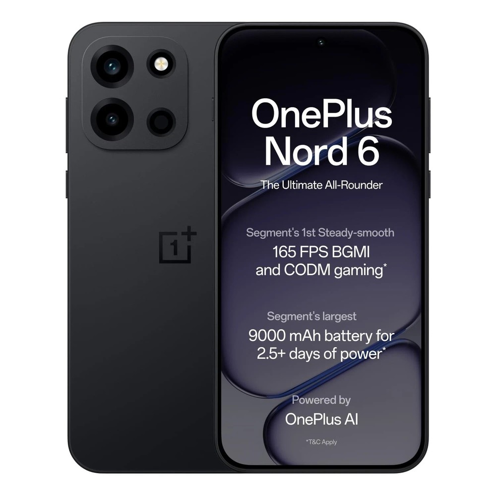 OnePlus Nord 6 8GB+256GB | Pitch Black | Snapdragon 8s Gen 4 | 9000mAh Battery