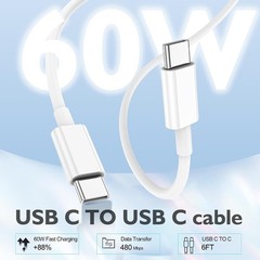 20W Type-C Fast Charger Adapter 2-Pack for iPhone 17/17 Pro Max, 6FT Cable