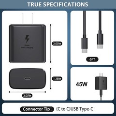 45W PD Fast Wall Charger+Type-C Cable For Samsung Galaxy S25 S24 S23 S22 Ultra