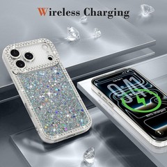 iPhone 17 Pro Max Case Glitter, Luxury Shiny Bling Sparkly Bumper Cover with Dia