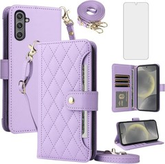 Phone Case & Tempered Glass Screen Protector for Samsung Galaxy A05s/A05 Purple