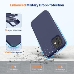 Liquid Silicone Gel Rubber Case for iPhone 12/12 Pro, Shockproof, Dark Blue