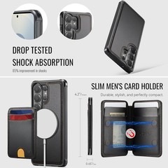 2 in 1 Magnetic Card Holder Wallet Case for Samsung Galaxy S26 Ultra, RFID Block
