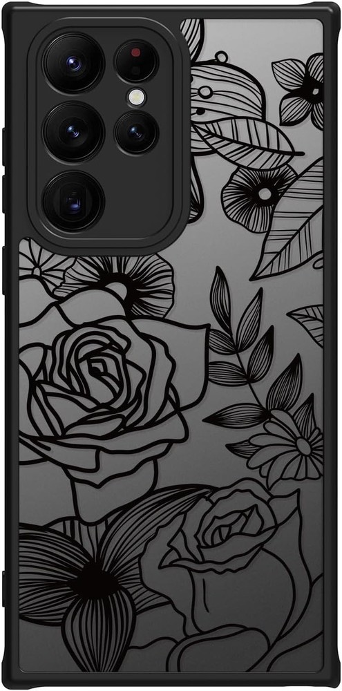 Cute Flowers Case for Samsung Galaxy S22 Ultra, Girly Rose Aesthetic Floral Prin