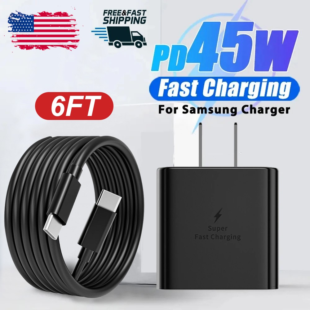45W Type C Super Fast Wall PD Charger+6ft Cable For Samsung Galaxy S21 S22 S23