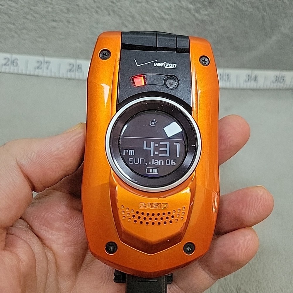 Casio Gz&rsquo;One Boulder C711 Orange Verizon Flip Phone *READ* Very Rare Tested