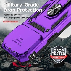 iPhone 17 Pro Max Case with Slide Camera Cover & Kickstand, Military Grade Black
