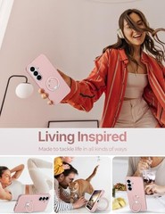 Silicone Case for Samsung Galaxy S26 Plus – Shockproof Pink Cover with Ring Stan