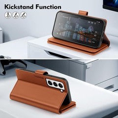 RFID Blocking PU Leather Wallet Case for Samsung Galaxy S22+ Plus with Card Hold