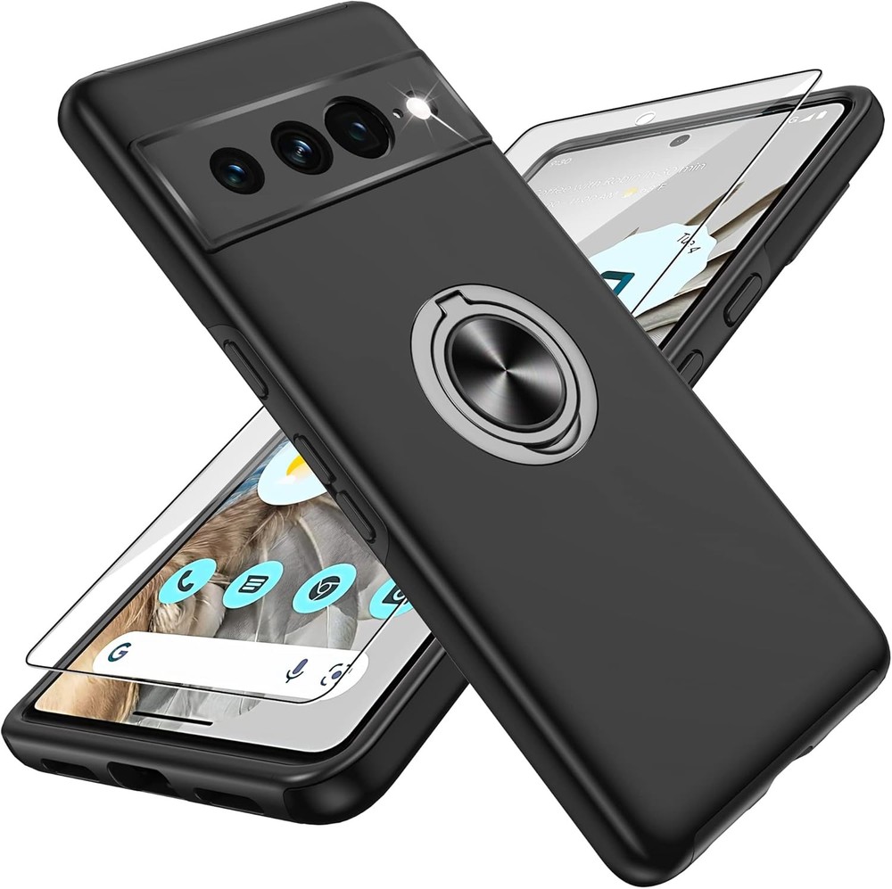 for Pixel 7 Pro Case with HD Screen Protector, Magnetic Kickstand Shockproof Cas