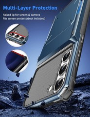 Samsung Galaxy S23 Wallet Case with 5 Card Slots, Flip Cover, Navy Blue 6.1