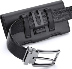 Holster for Galaxy Z Fold 7 6 5 4 3 2 Leather Pouch Belt Case with Clip – Black