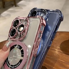 Pink Shockproof Silicone Case for iPhone 16 Pro Max with Magnetic Ring Kickstand