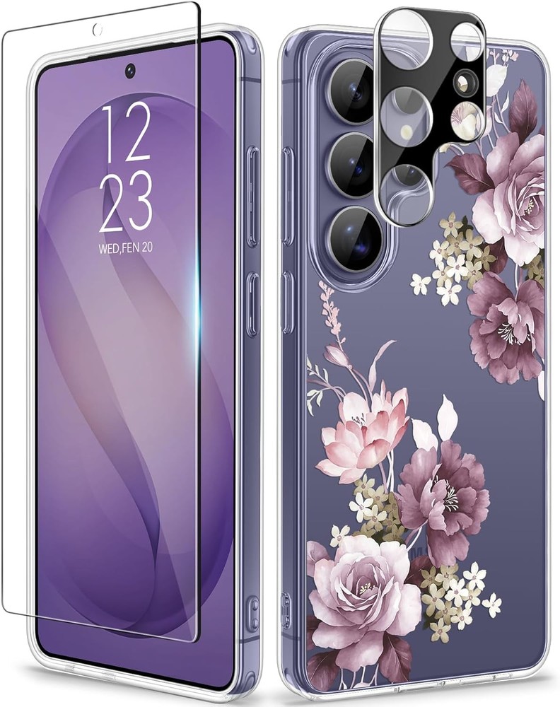 Samsung Galaxy S26 Ultra Case, Clear Floral Slim Shockproof Protective Phone Cas