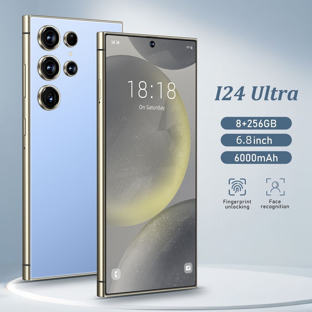 8GB+256GB I24 Ultra Android 13 Smartphone – 6.8&Prime;HD Display 6000mAh Battery Blue
